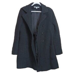 DKNY Wool Blend Pea Coat Womens 12 Black Double Breasted Retro Style Winter Coat
